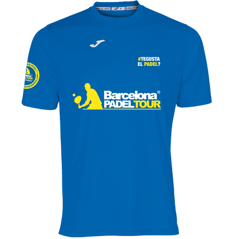 Camiseta Barcelona Padel Tour Joma hombre azul royal y amarillo neon