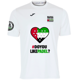 Camiseta Barcelona Padel Tour Joma hombre "Do you like padel?" EUA Emiratos Arabes Unidos Blanca