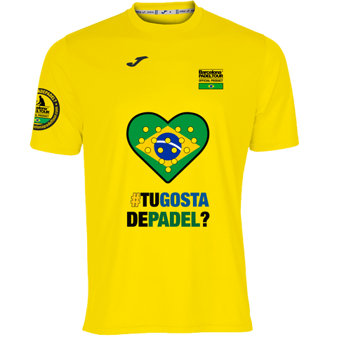 Camiseta Barcelona Padel Tour Joma hombre "tu gosta de padel" Brasil amarilla